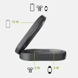 Bezdrôtová skladateľná nabíjacia stanica 3 v 1 pre iPhone, Apple Watch a AirPods QI2 MFI – čierna 3