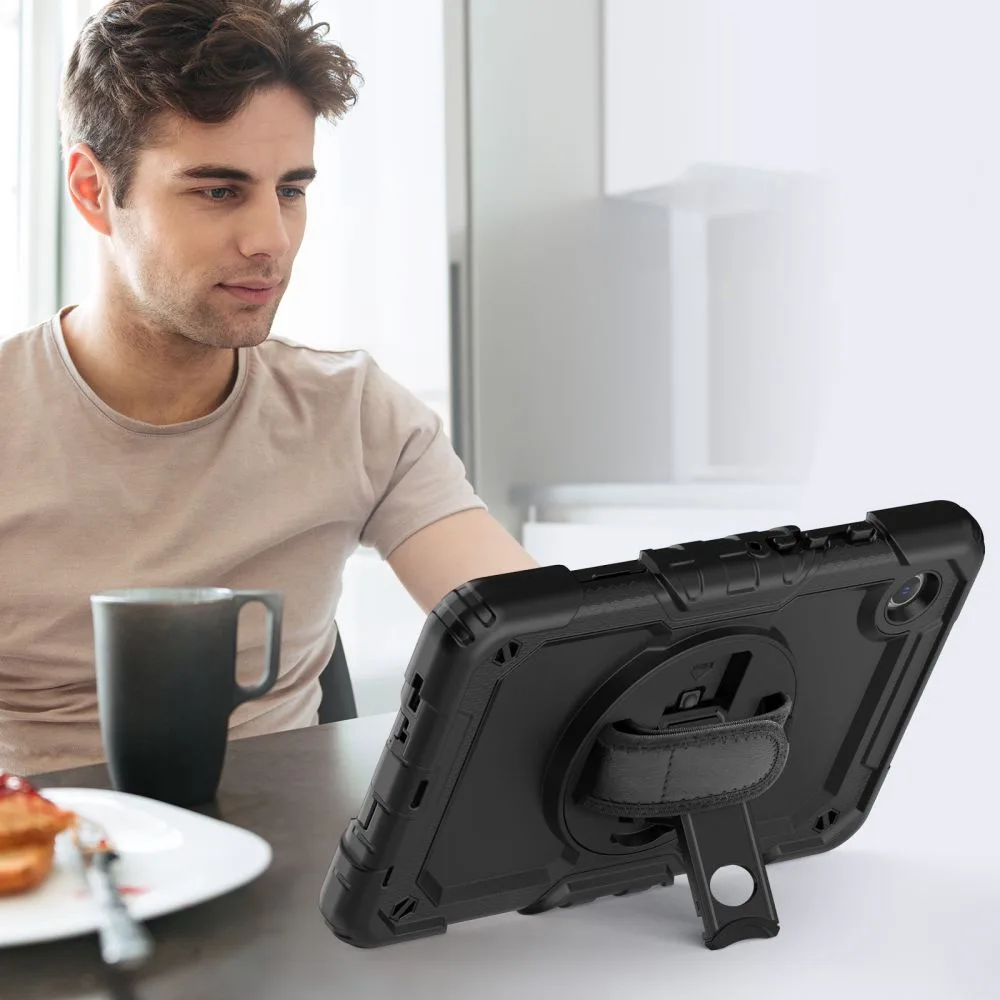 Etui z podstawką uchwytem smyczą na Samsung Galaxy Tab A9+ 11.0 X210 / X215 / X216 Solid360 - czarne 4