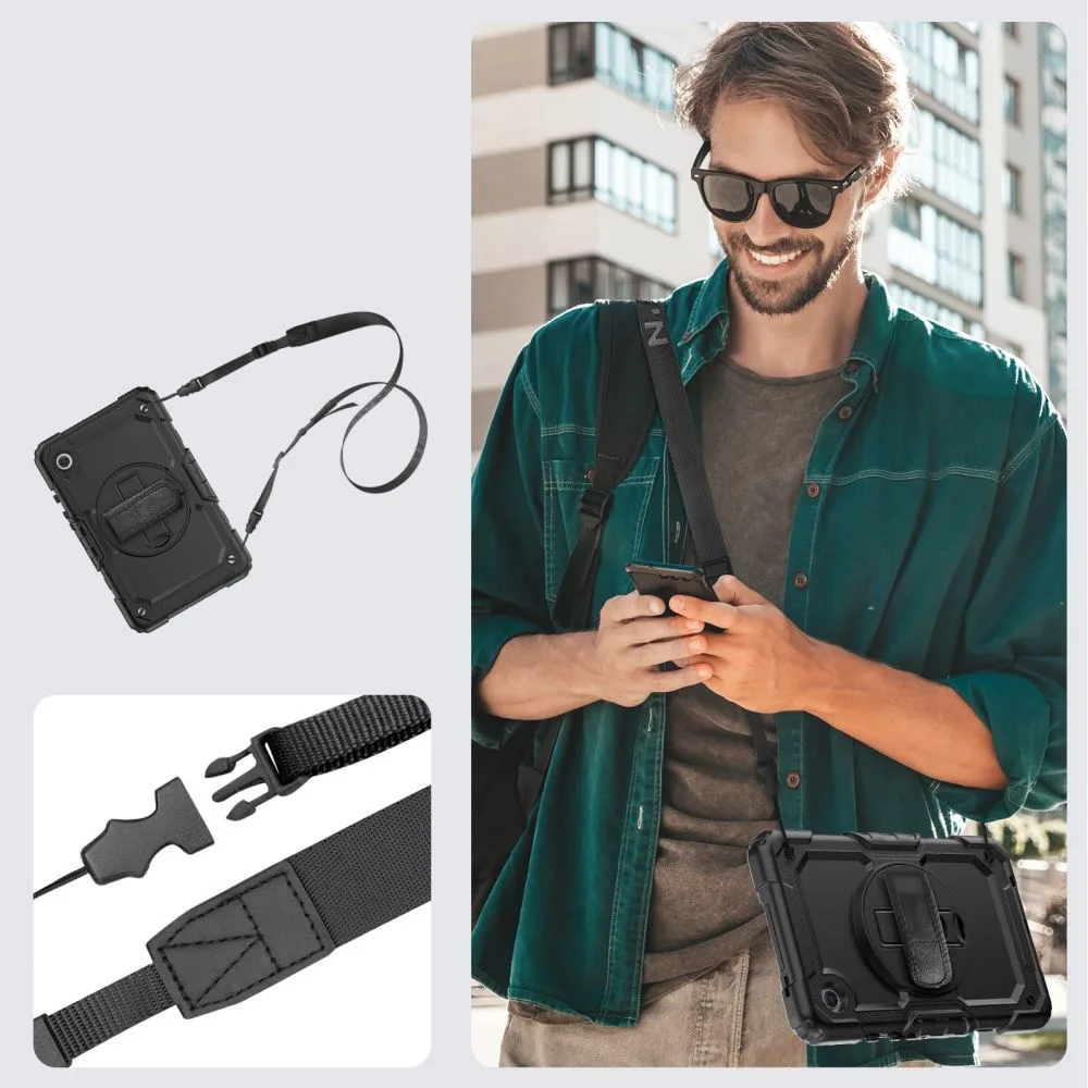 Etui z podstawką uchwytem smyczą na Samsung Galaxy Tab A9+ 11.0 X210 / X215 / X216 Solid360 - czarne 6