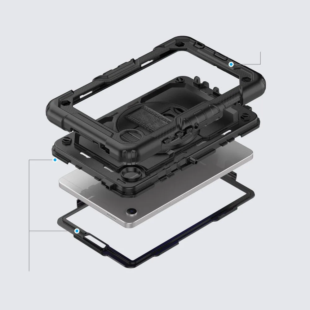 Etui z podstawką uchwytem smyczą na Samsung Galaxy Tab A9+ 11.0 X210 / X215 / X216 Solid360 - czarne 8