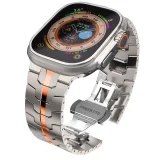 Acél karkötő Apple Watch 4 / 5 / 6 / 7 / 8 / 9 / SE / Ultra 1 / 2 modellekhez – titán-narancs 2
