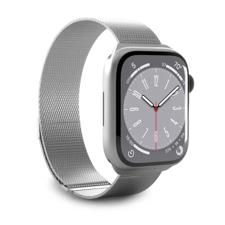 Rozsdamentes acél szíj Apple Watch 38, 40, 41 mm Milanese - ezüst