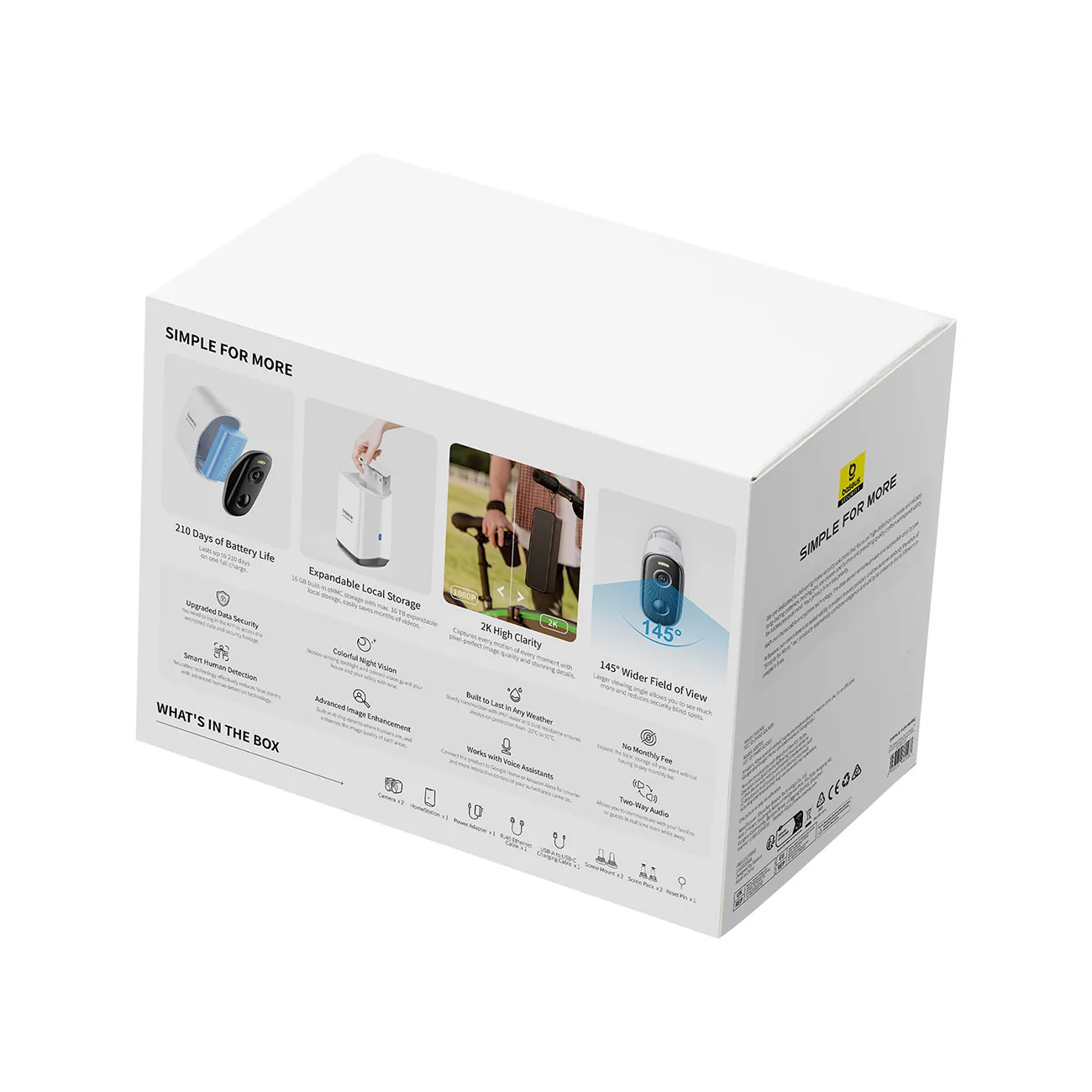 Outdoor Surveillance Kit: 2 2K Cameras, 16 GB, WiFi - White 5