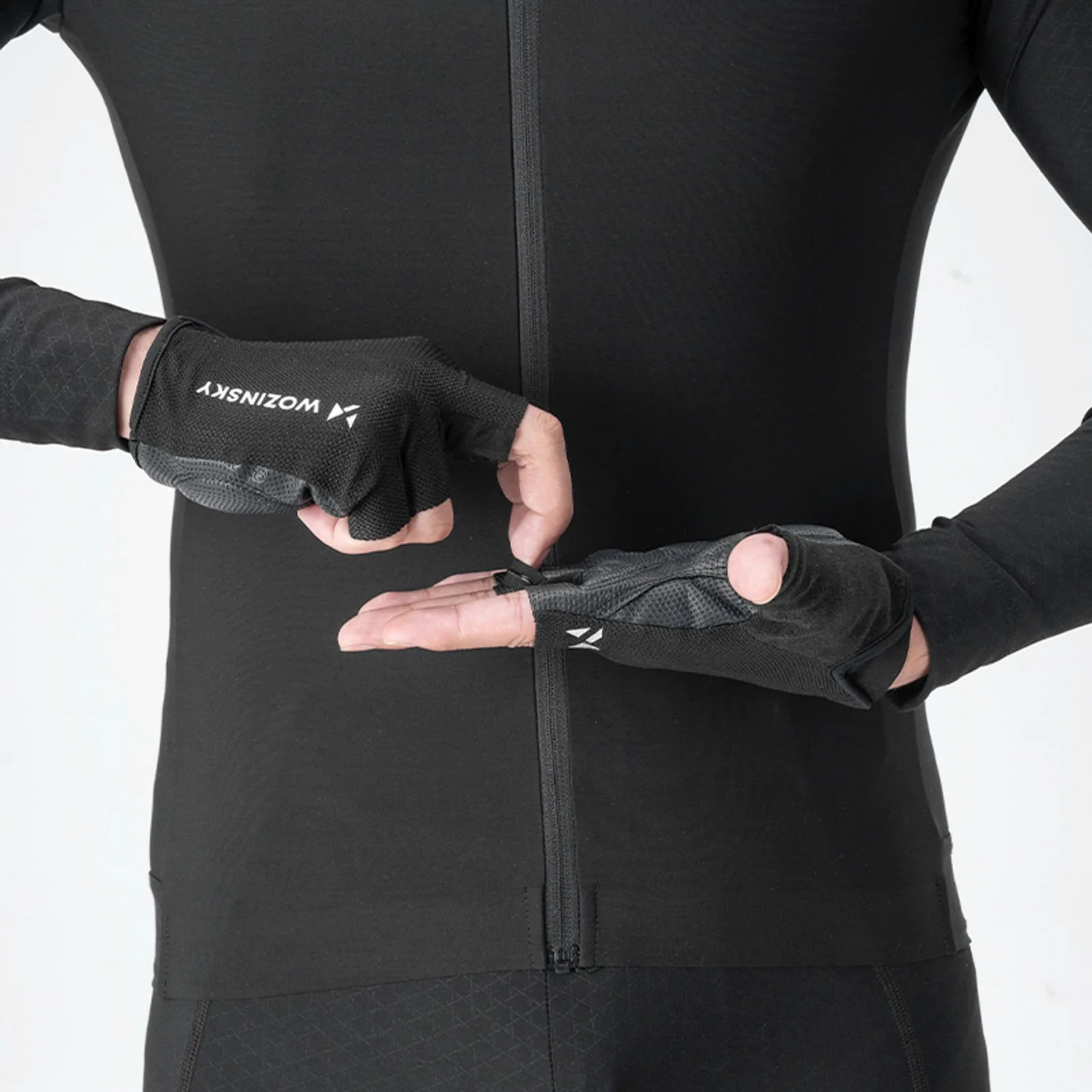 Rutschfeste fingerlose Fahrradhandschuhe, Größe L – schwarz 10