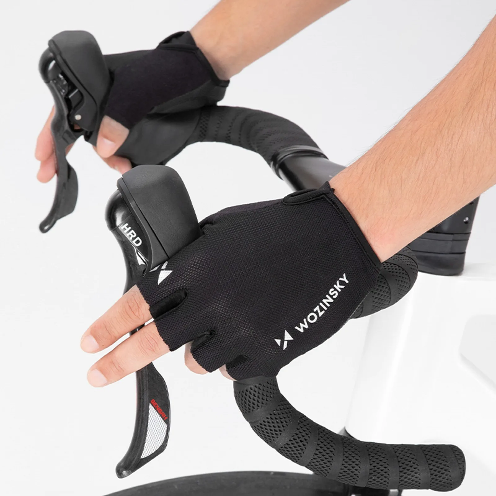 Rutschfeste fingerlose Fahrradhandschuhe, Größe L – schwarz 9