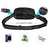 Futóöv kutyasétáltatáshoz, zsebbel és rugalmas pórázzal – fekete 4