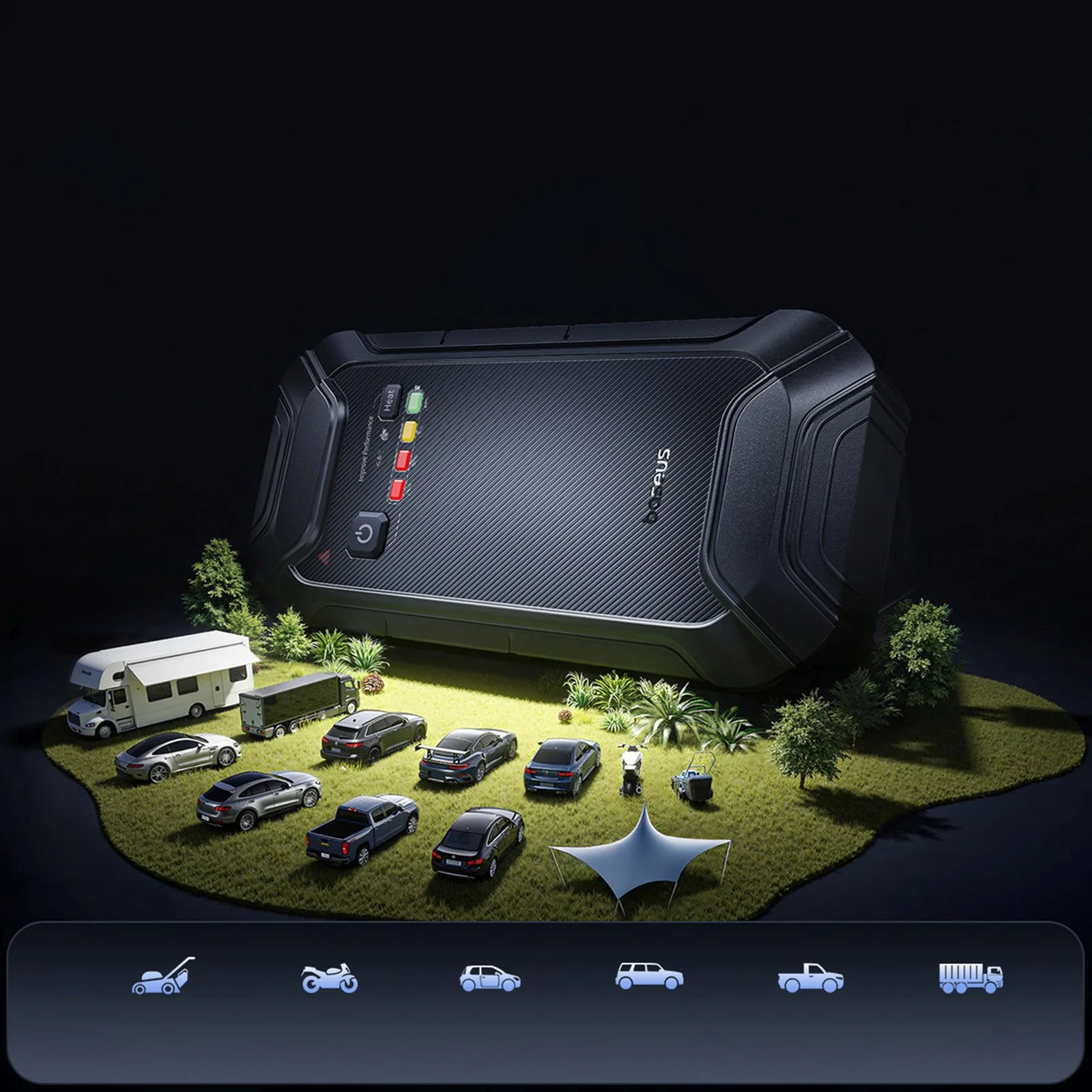 Starthilfe für Fahrzeuge, 12000 mAh, 12 V – schwarz 10