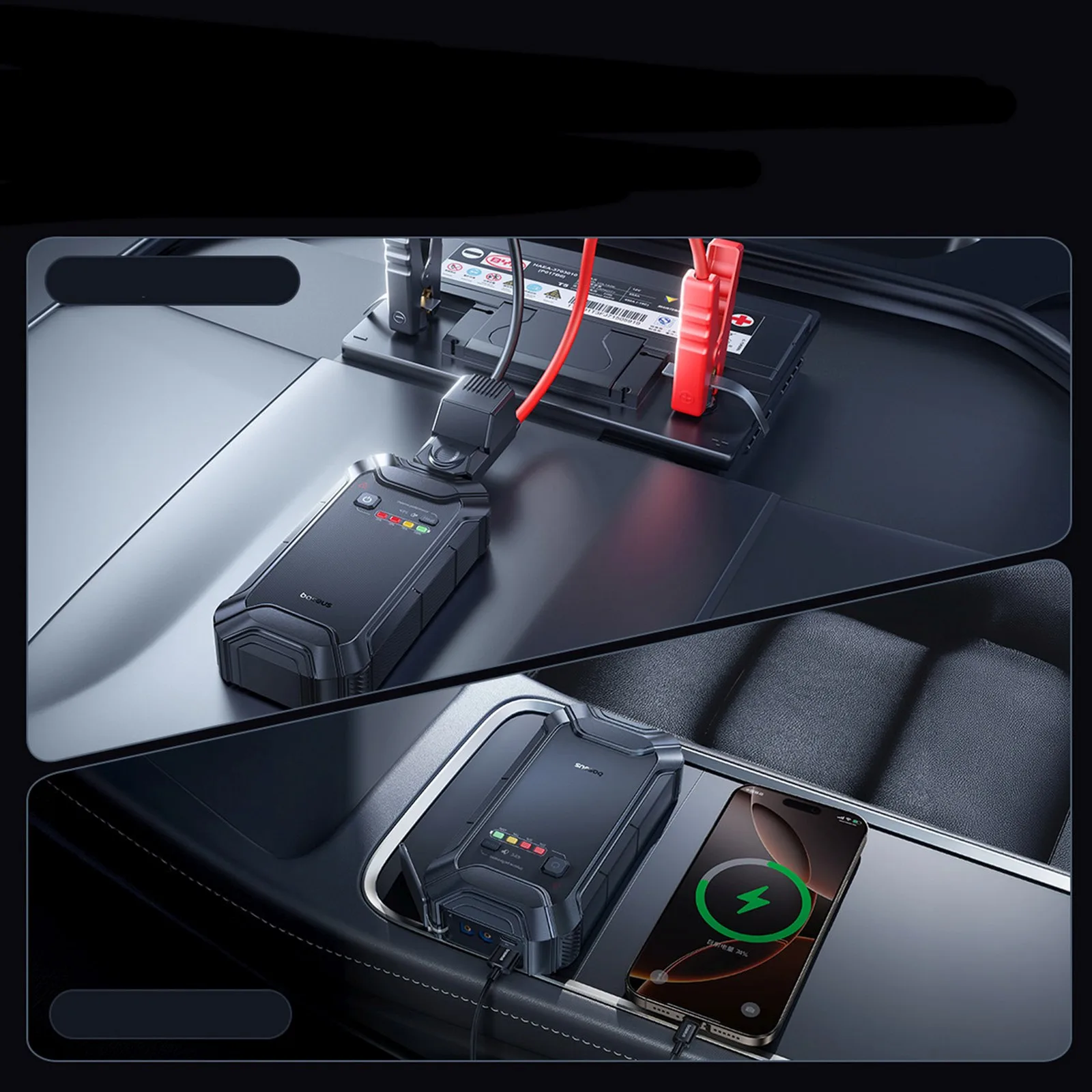 Jump starter urządzenie rozruchowe do pojazdów 12000mAh 12V - czarny 7