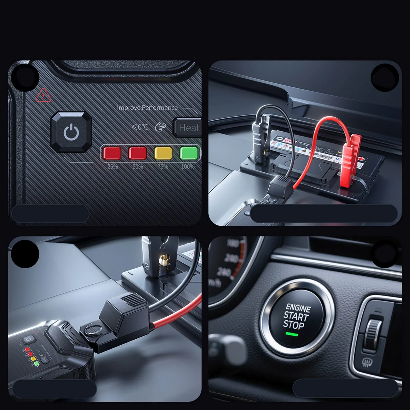 Starthilfe für Fahrzeuge, 12000 mAh, 12 V – schwarz 8
