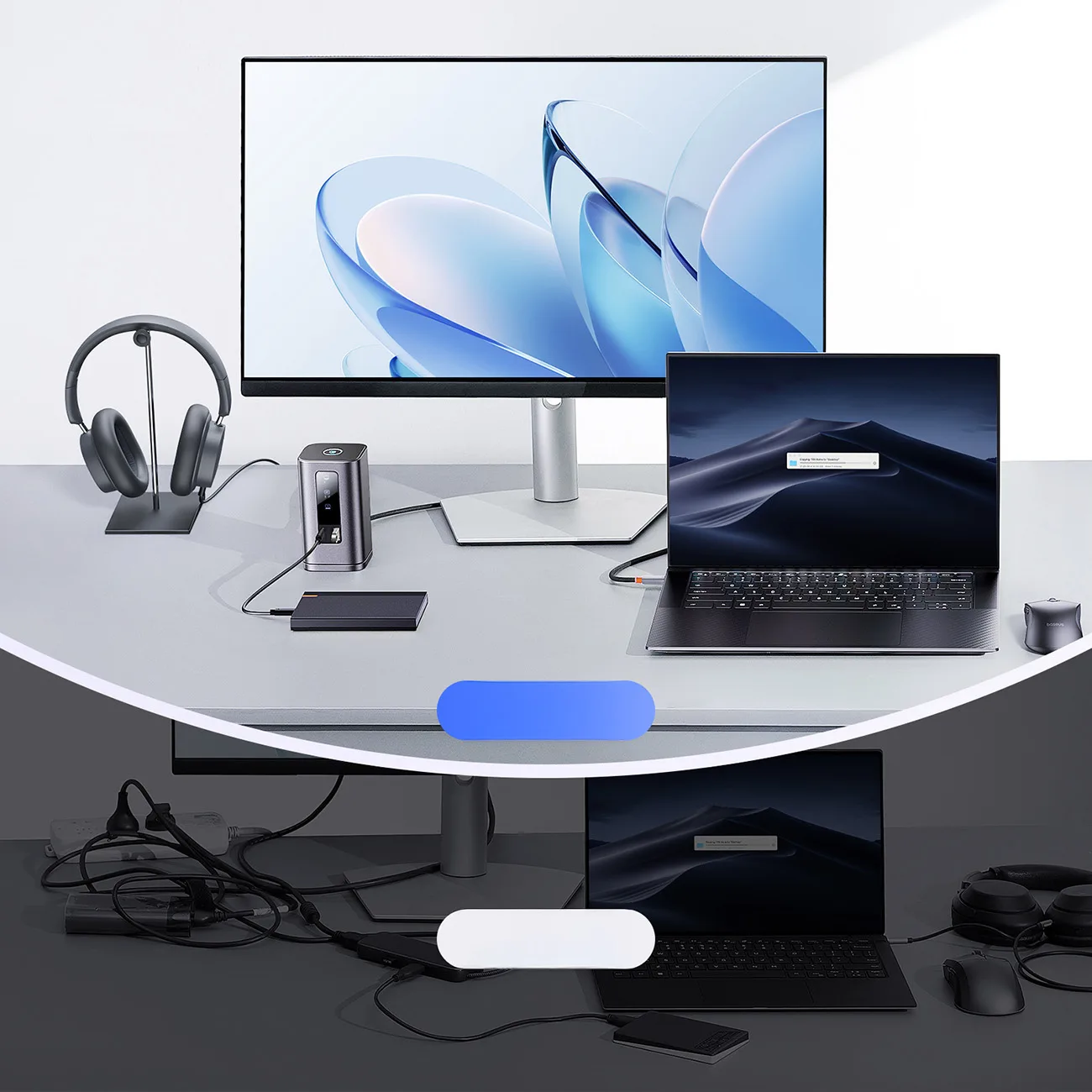 Stație de andocare 11-în-1 USB-C HDMI DP USB-A USB-C RJ45 PD mini jack de 3,5 mm încărcător UE – gri 8