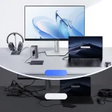 11 az 1-ben USB-C HDMI DP USB-A USB-C RJ45 PD 3,5 mm-es mini jack EU töltő dokkolóállomás – szürke 8