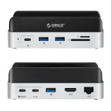 10-in-1 dokkolóállomás Mac minihez M.2 USB-C USB-A HDMI RJ45 SD/TF - ezüst 2