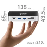 10-in-1 dokkolóállomás Mac minihez M.2 USB-C USB-A HDMI RJ45 SD/TF - ezüst 6
