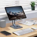 Sklopný hliníkový otočný stojan na tablet – sivý 8