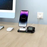 3-u-1 bežični punjač s postoljem za pametni telefon, Apple Watch i AirPods MagSafe - crna 6
