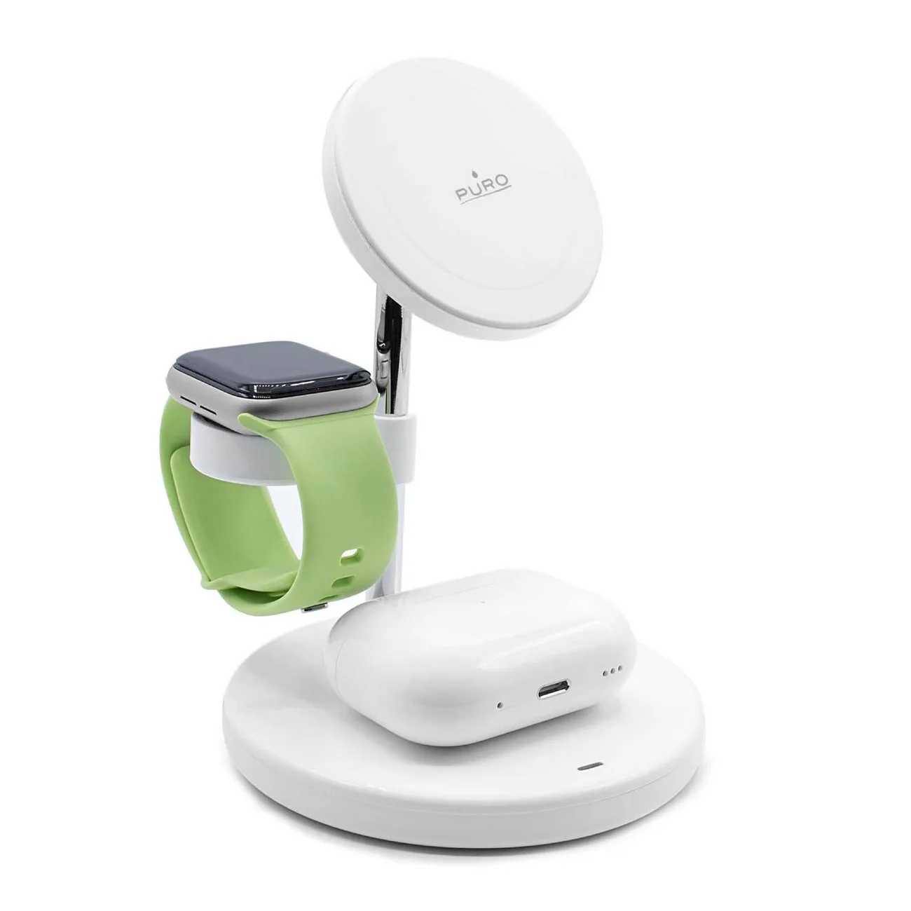 Încărcător wireless 3-în-1 cu suport pentru iPhone și AirPods, USB-A - alb 5