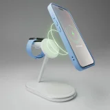 3 az 1-ben vezeték nélküli töltő telefonhoz, okosórához és fejhallgatóhoz Qi2 MagSafe – Fehér 7