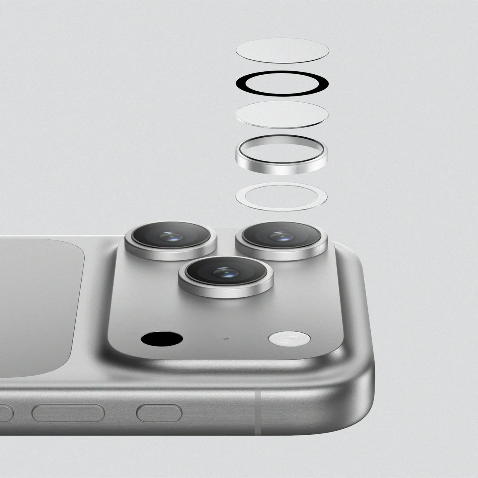 Sticlă pentru camera iPhone 17 Pro / Pro Max cu ramă din aluminiu negru Sticlă pentru lentilă 4