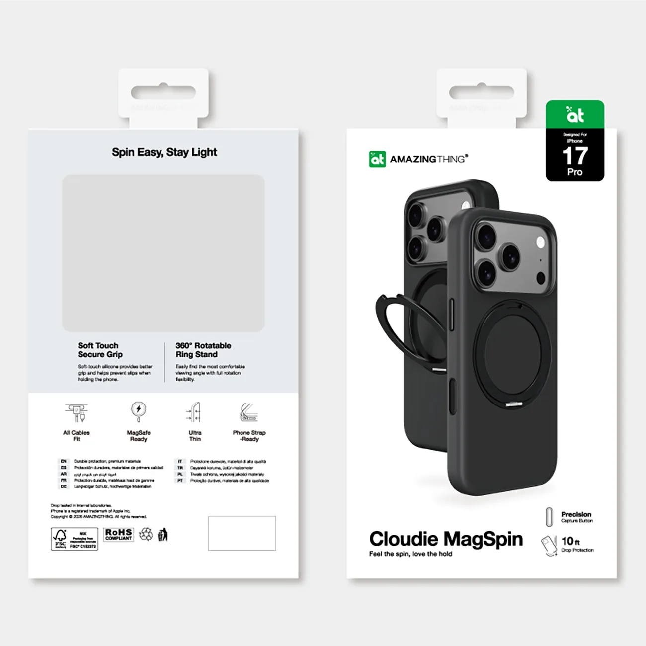 Cloudie futrola za iPhone 17 Pro s postoljem - crna 6