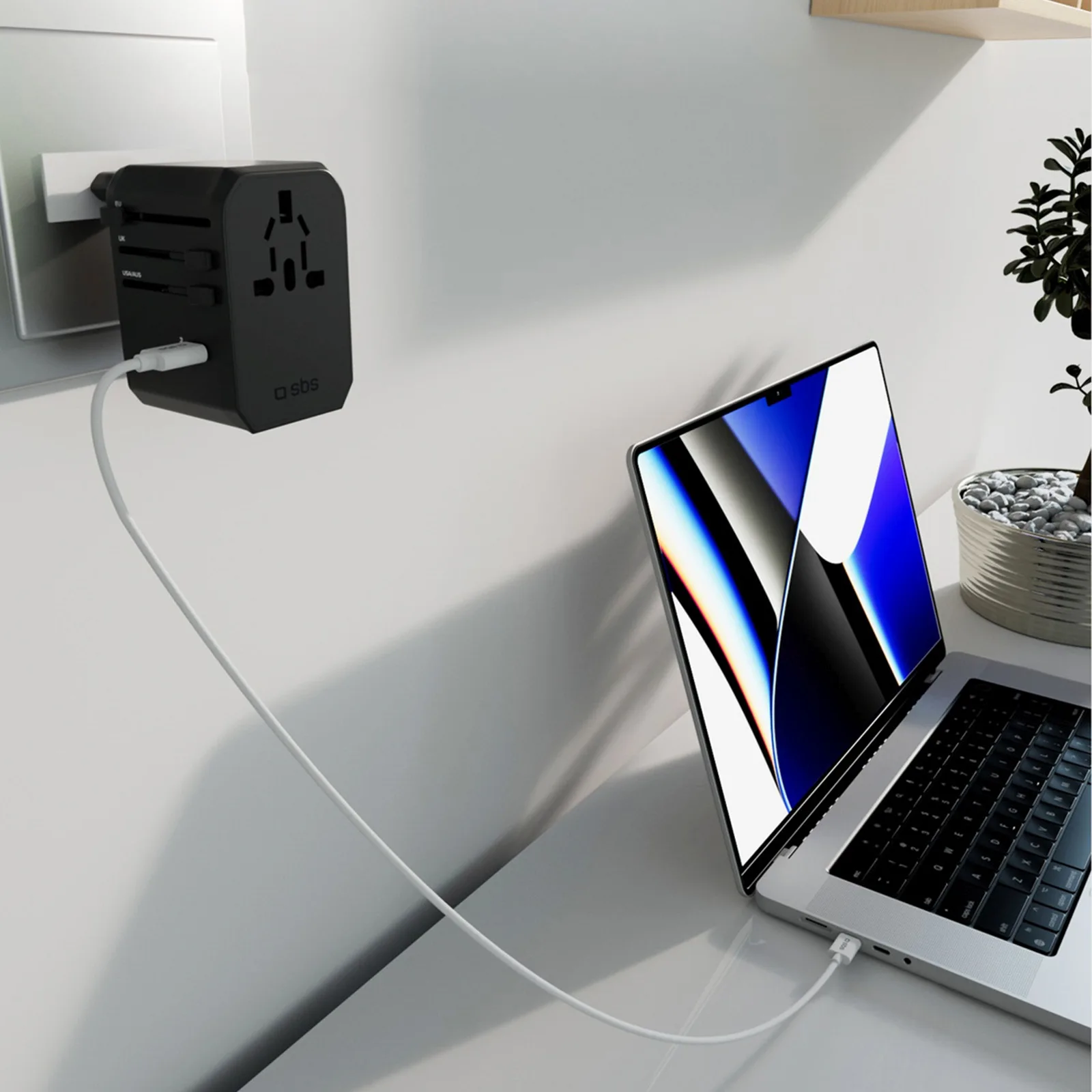 Adapter podróżny przejściówka do gniazdek EU UK US AUS USB-C USB-A GaN 70W - czarny 11