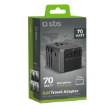 Cestovný adaptér pre zásuvky v EÚ, Veľkej Británii, USA a Austrálii s portmi USB-C a USB-A, GaN 70 W – čierny 2