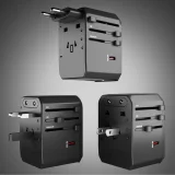 Cestovný adaptér pre zásuvky v EÚ, Veľkej Británii, USA a Austrálii s portmi USB-C a USB-A, GaN 70 W – čierny 5