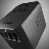 Cestovný adaptér pre zásuvky v EÚ, Veľkej Británii, USA a Austrálii s portmi USB-C a USB-A, GaN 70 W – čierny 6
