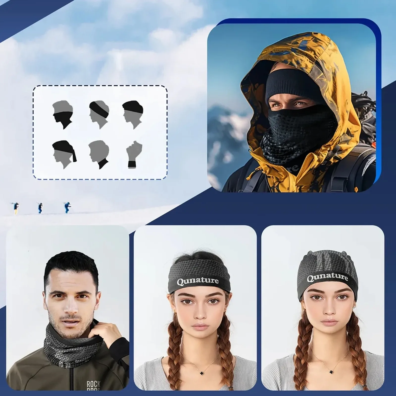 Többfunkciós sport bandana sí nyakmelegítő, egy méretben - fekete 3