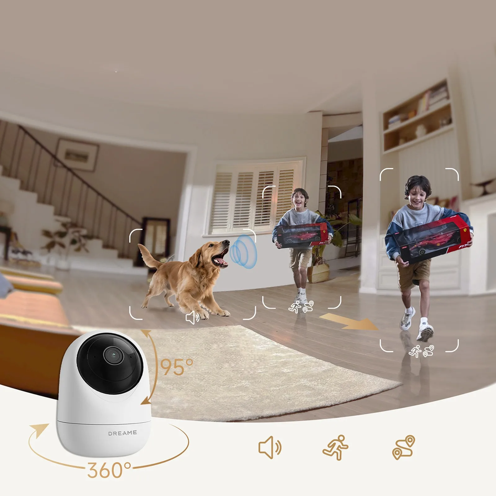 1080p IR Wi-Fi Bluetooth vnútorná bezpečnostná kamera – biela 6