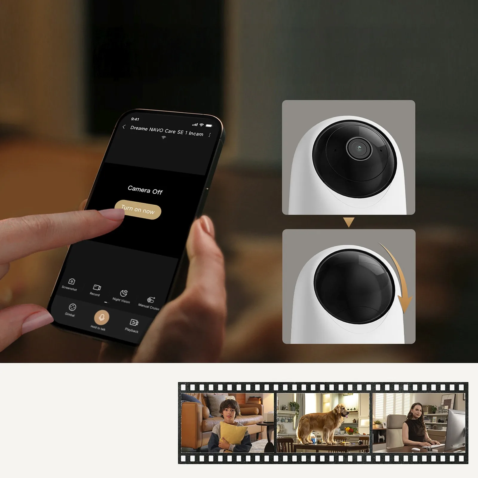 1080p IR Wi-Fi Bluetooth vnútorná bezpečnostná kamera – biela 7