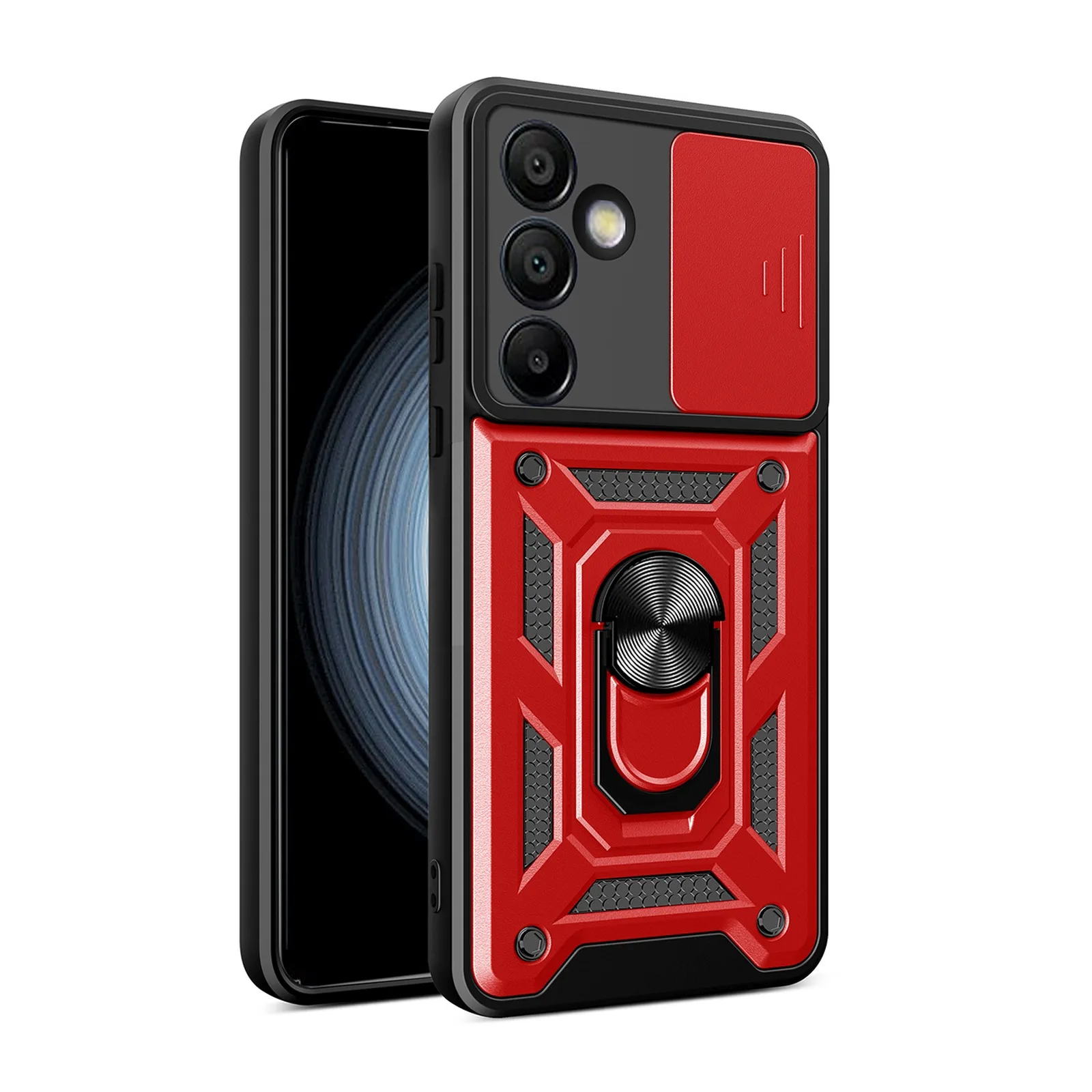 Armor tok kameravédővel és állvánnyal a Samsung Galaxy S24 FE-hez Hybrid Armor Camshield – piros