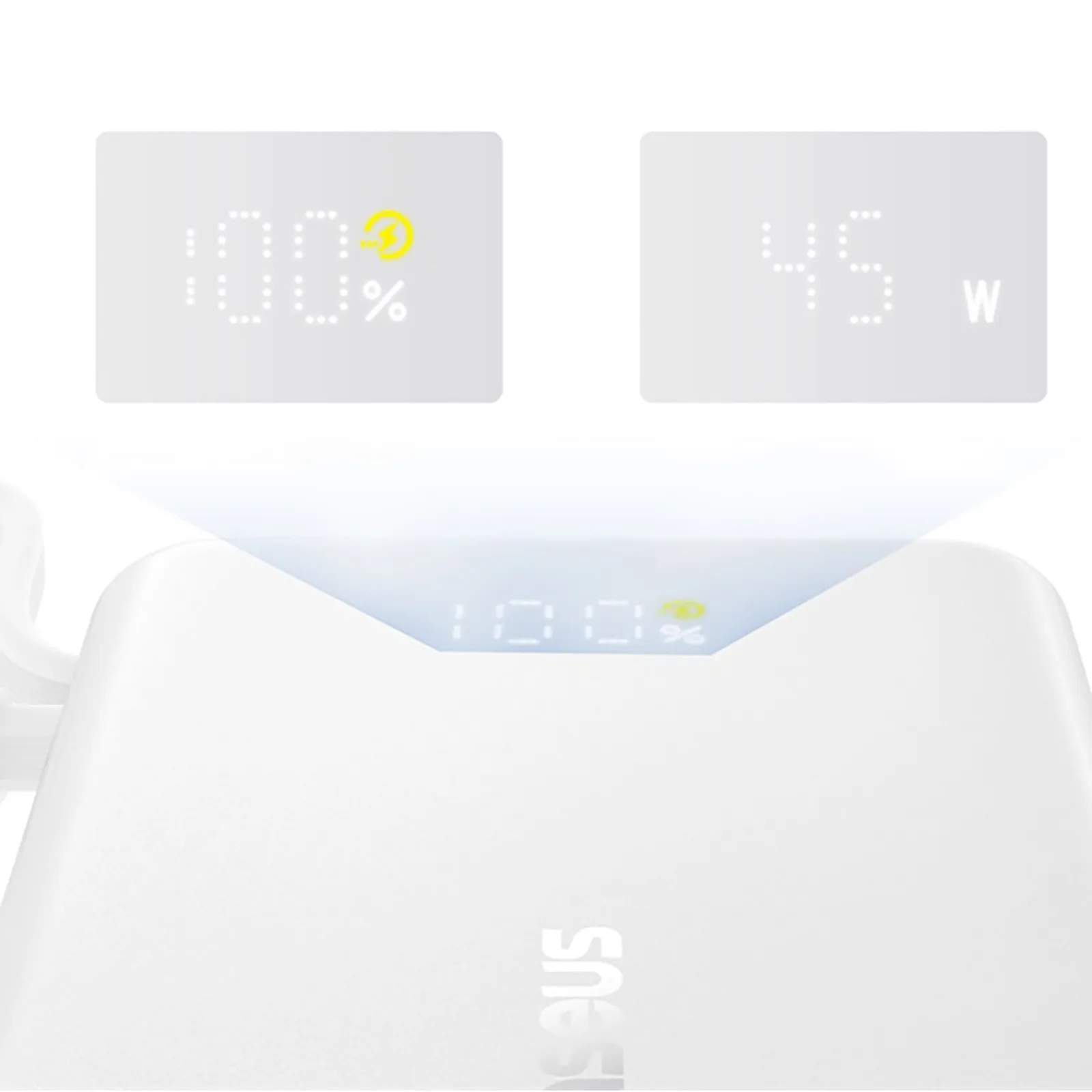 10000mAh 45W PicoGo USB-A USB-C Power Bank s ugrađenim kabelom i zaslonom - bijela 10