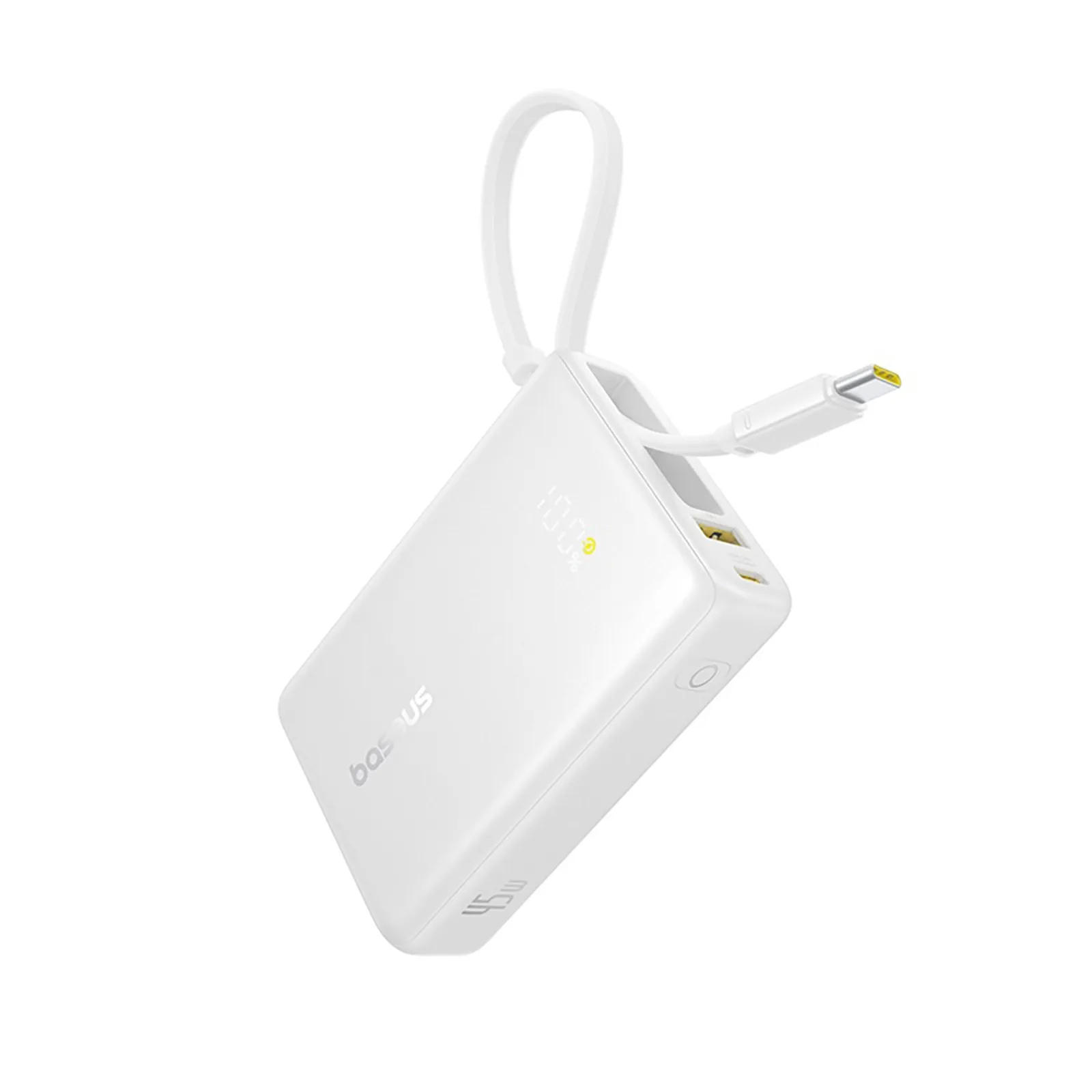 10000mAh 45W PicoGo USB-A USB-C Power Bank s ugrađenim kabelom i zaslonom - bijela 3