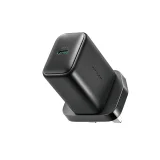 Váltakozó áramú töltő kábellel, brit csatlakozó, USB-C, 25W, 1m - fekete 2