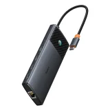 10 az 1-ben HDMI USB-A USB-C RJ45 SD TF HUB adapter - Szürke