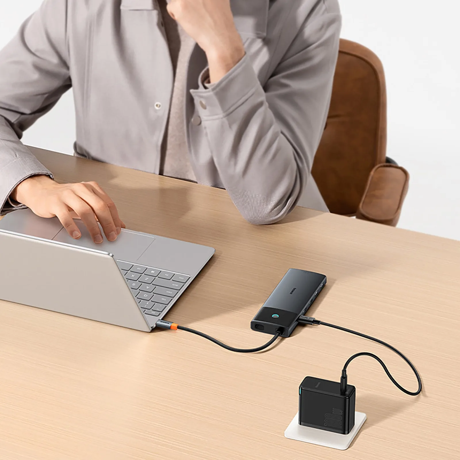 HUB adapter rozdzielacz 10w1 HDMI USB-A USB-C RJ45 SD TF - szary 10