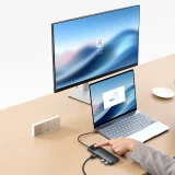 10 az 1-ben HDMI USB-A USB-C RJ45 SD TF HUB adapter - Szürke 11