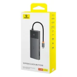 10 az 1-ben HDMI USB-A USB-C RJ45 SD TF HUB adapter - Szürke 7