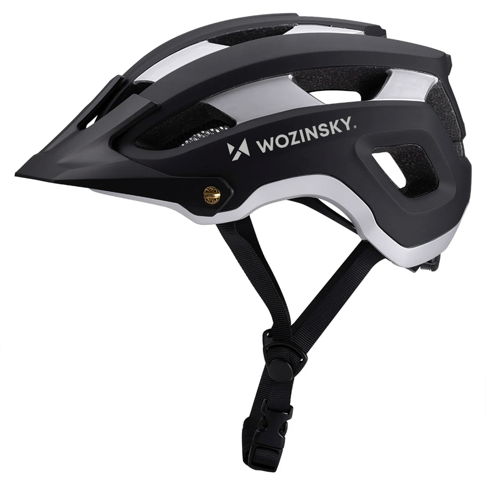 Kask rowerowy MTB z odpinanym daszkiem lekki 57-62 cm - czarno-srebrny 2