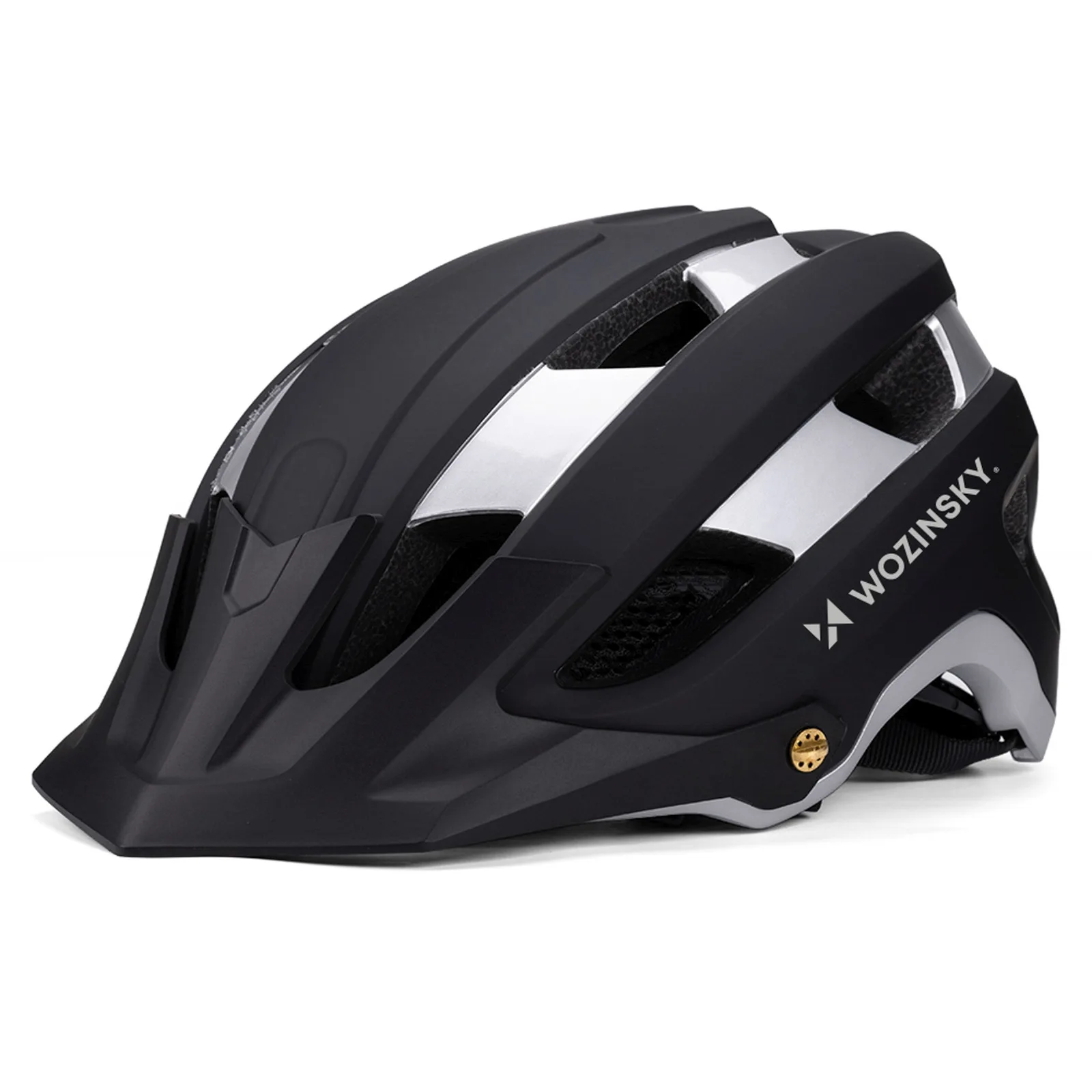 Kask rowerowy MTB z odpinanym daszkiem lekki 57-62 cm - czarno-srebrny 3