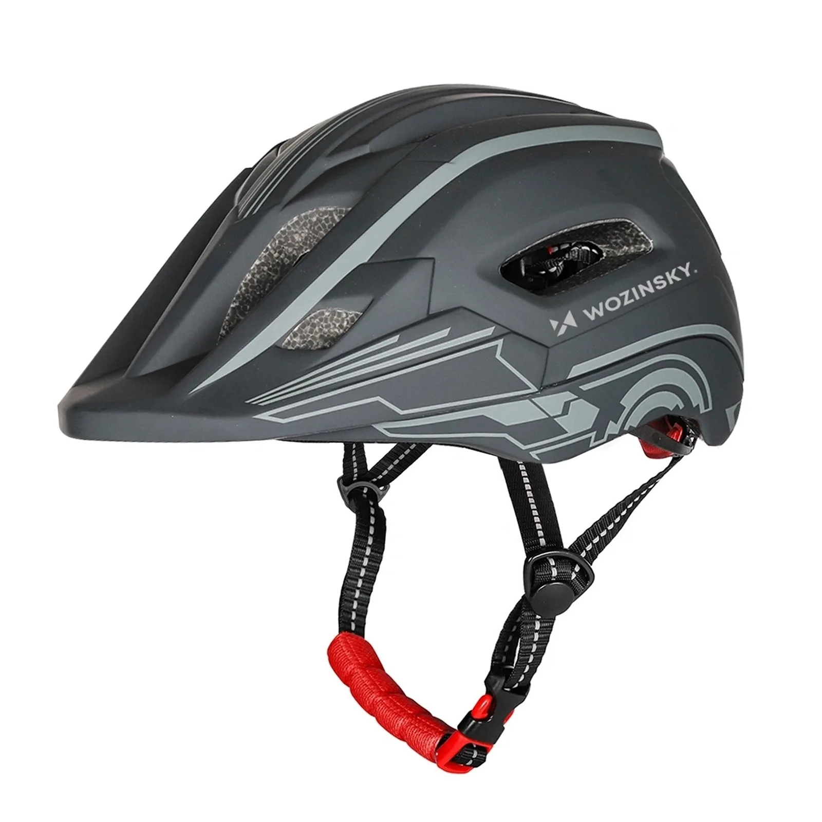 Cască de bicicletă integrală pentru copii cu lumină spate USB, 52-56 cm - gri 2