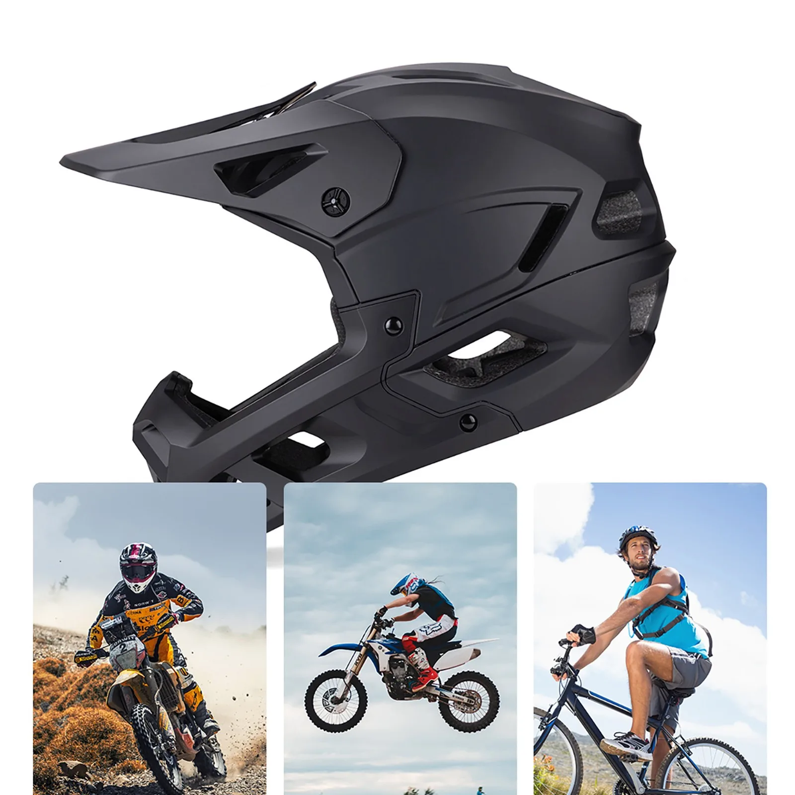 Cască de bicicletă integrală cu vizor detașabil, 57-62 cm - negru 10