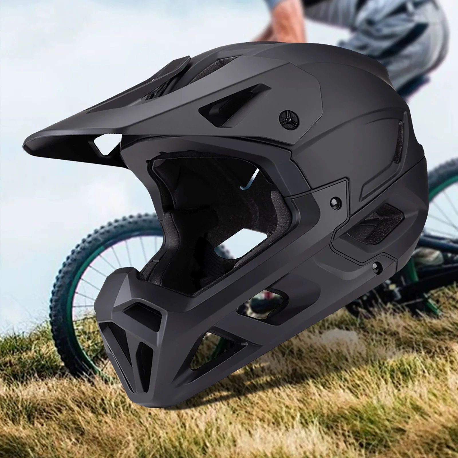 Cască de bicicletă integrală cu vizor detașabil, 57-62 cm - negru 11