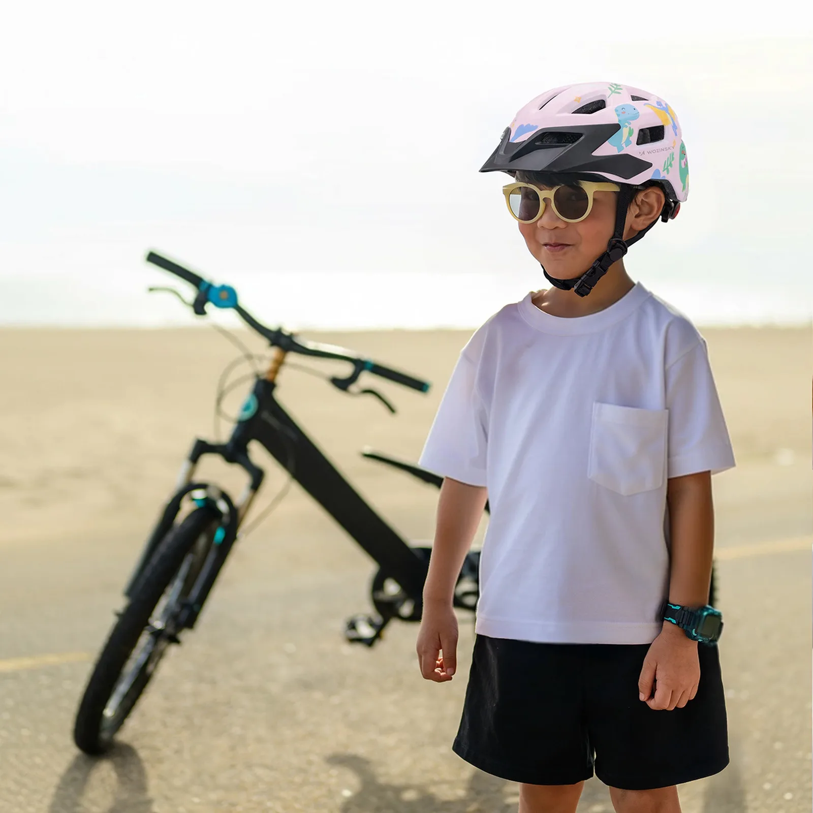 Cască de bicicletă MTB pentru copii cu vizor detașabil, 48-52 cm - roz 5
