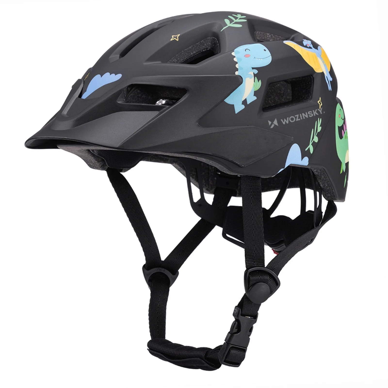 MTB-Kinderhelm mit abnehmbarem Visier, 52–56 cm – schwarz