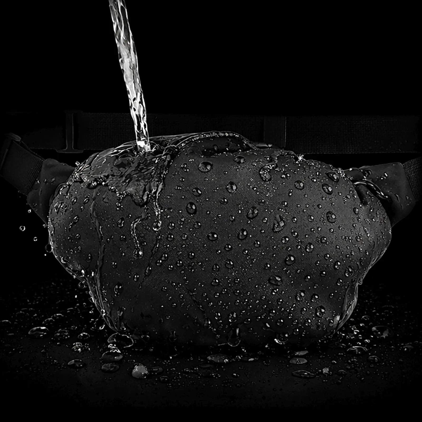 Wasserdichte Unisex-Hüft-/Umhängetasche mit verstellbarem Riemen – schwarz 8