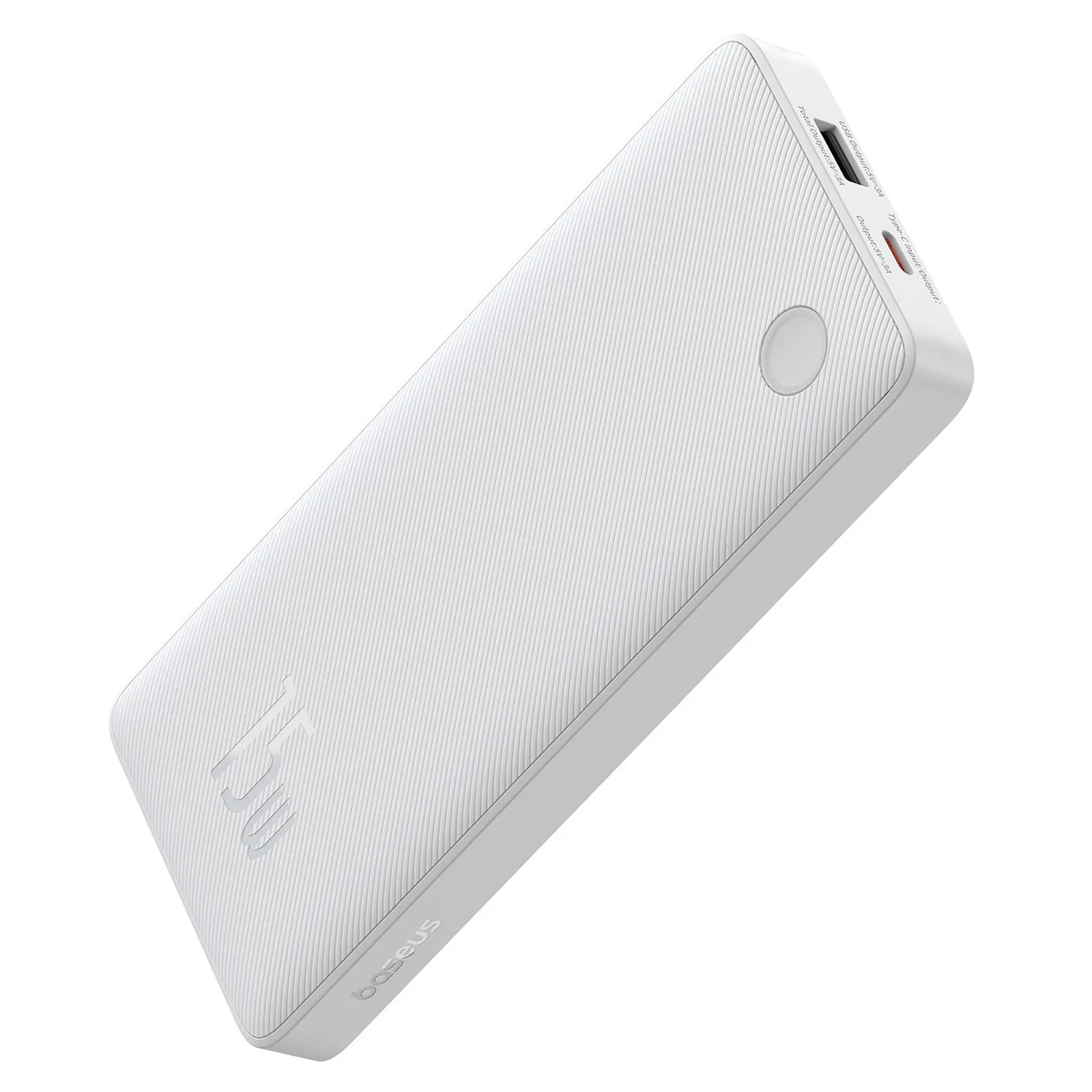Airpow Lite 10000mAh 15W-os Power Bank 30cm-es USB-A USB-C kábellel - Fehér színben