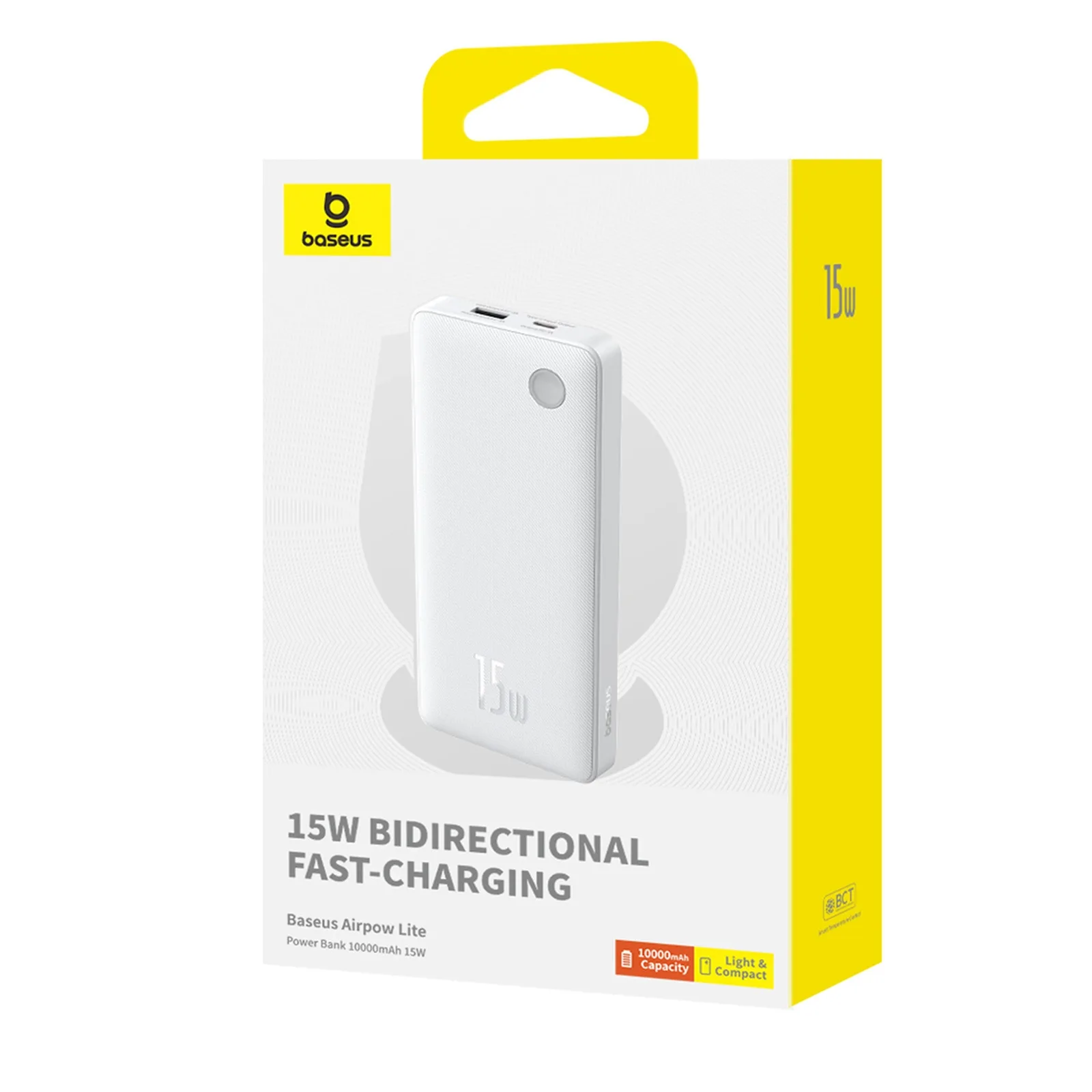 Airpow Lite 10000mAh 15W Powerbank mit 30 cm langem USB-A-zu-USB-C-Kabel – Weiß 4