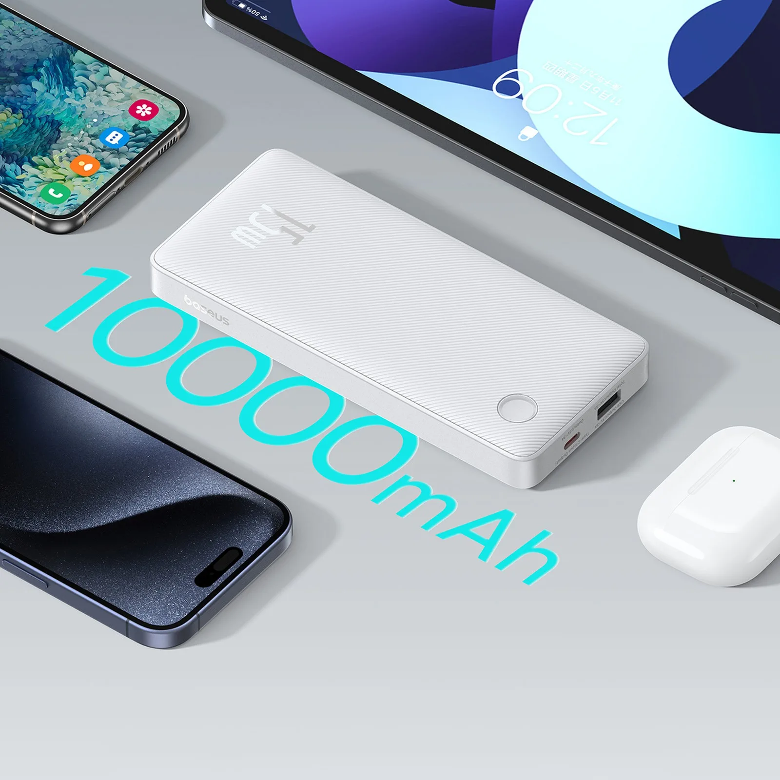Airpow Lite 10000mAh 15W Powerbank mit 30 cm langem USB-A-zu-USB-C-Kabel – Weiß 6