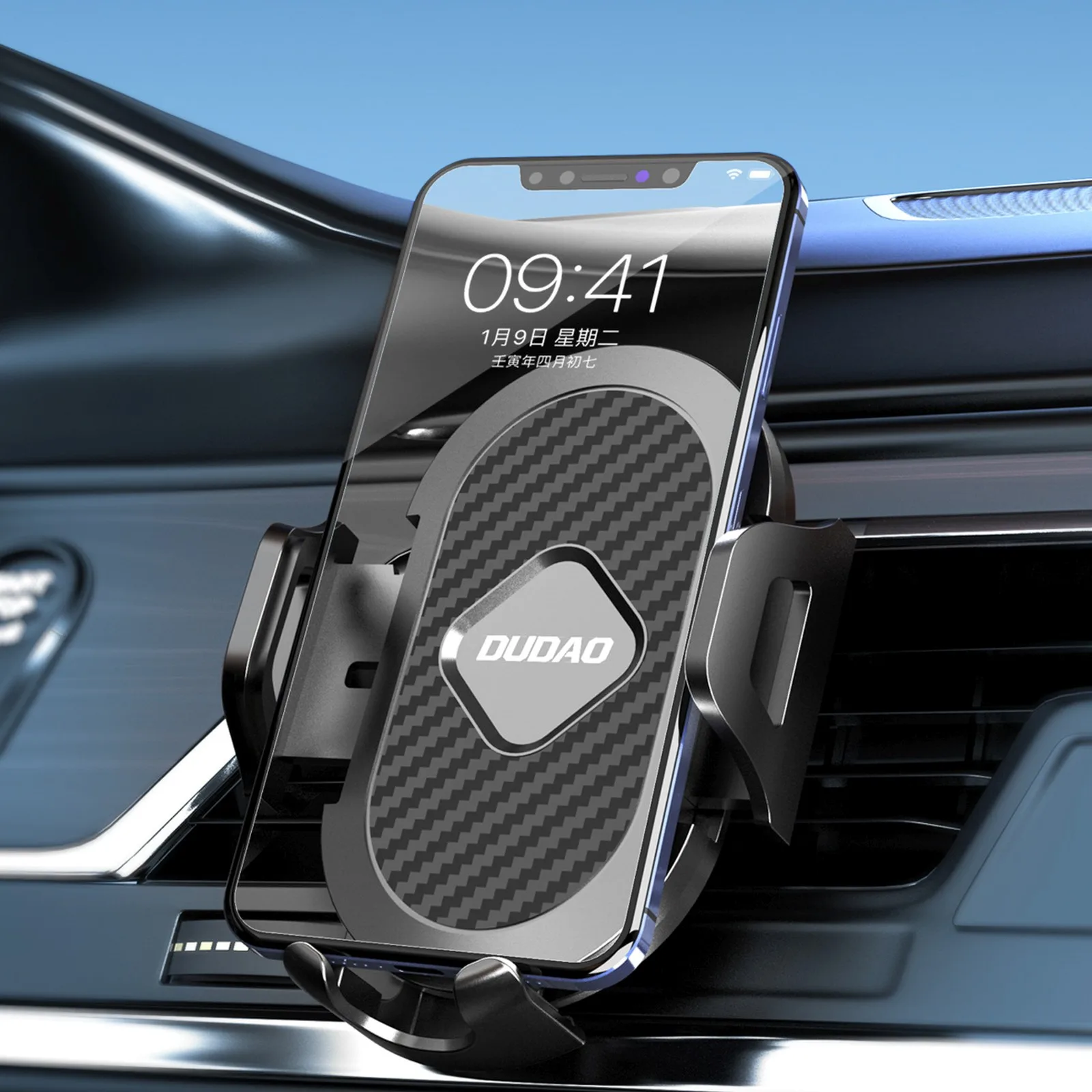 Suport auto cu clemă pentru smartphone-uri pentru gura de aerisire - negru 2